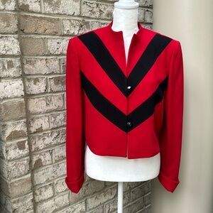 Vintage David Hayes Red and Black Wool Blazer  - 8
